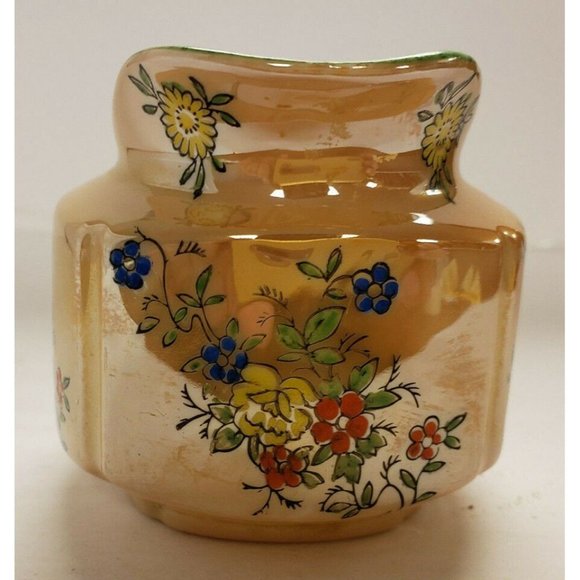 Creamer, Lusterware Gold Handpainted, Trico, Nagoya Japan, Vintage, VG Floral - Picture 4 of 7